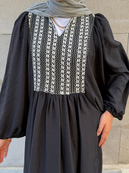 Amara Embroidered Maxi Dress In Black