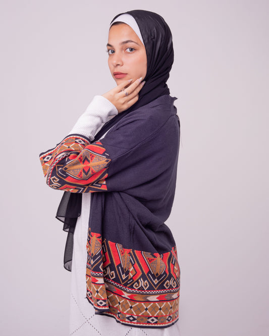 Turkish printed cardigan in navy blue
