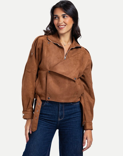 Luna suede jacket in camel