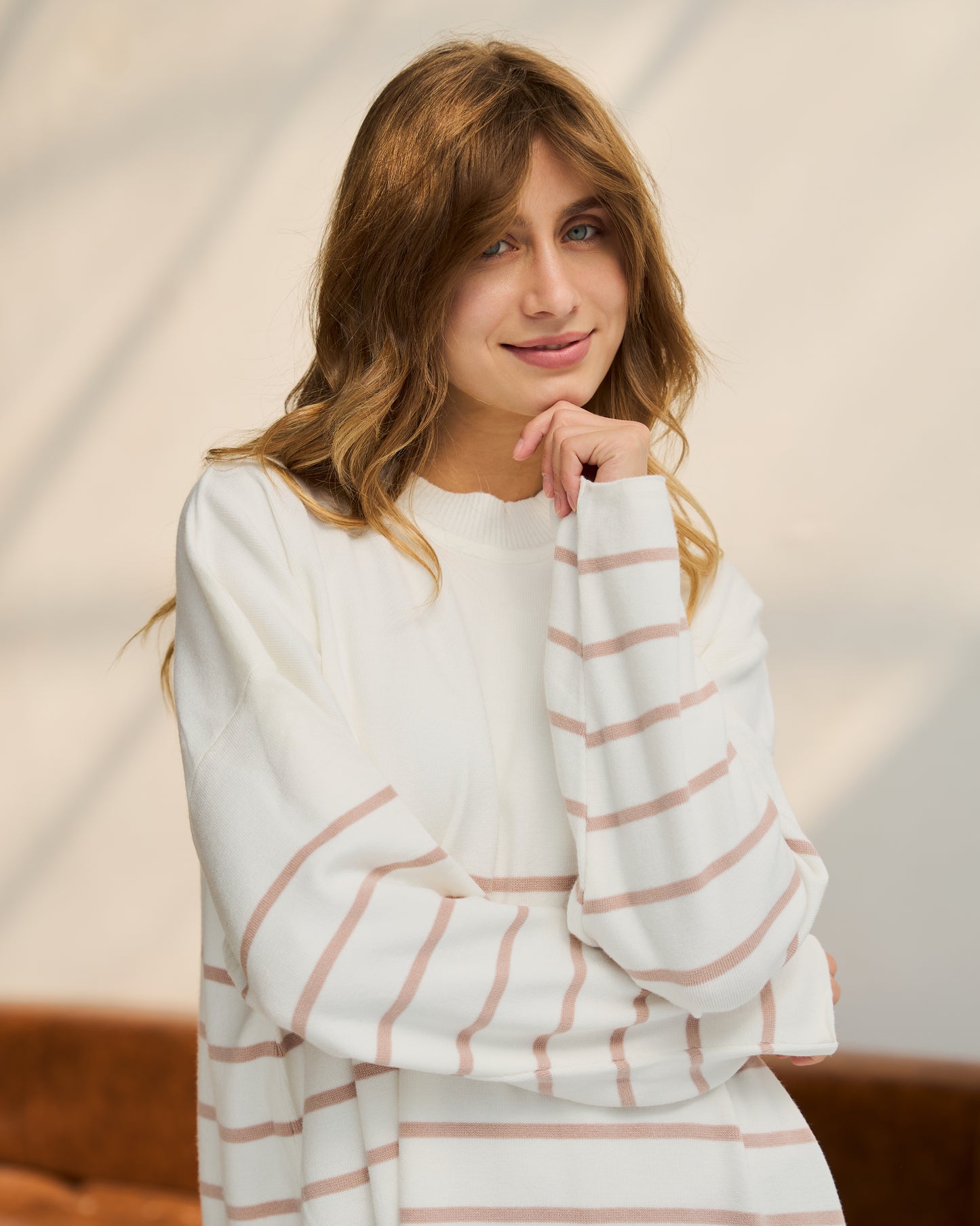 Oversized striped knitted dress