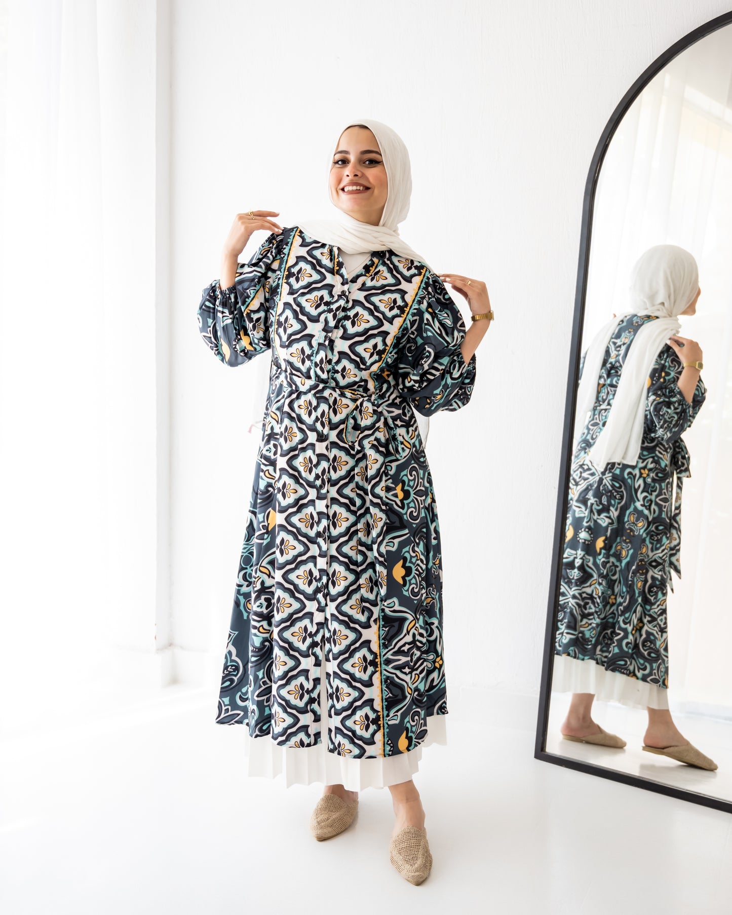 Midnight Blossom Midi Dress in mint