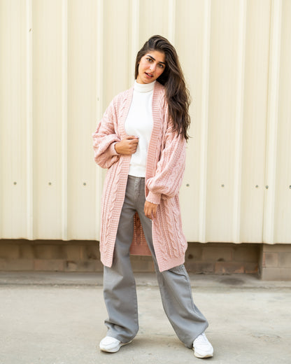 Cable-knit Cardigan in body rose 
