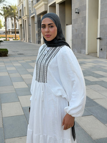Amara Embroidered Maxi Dress In White