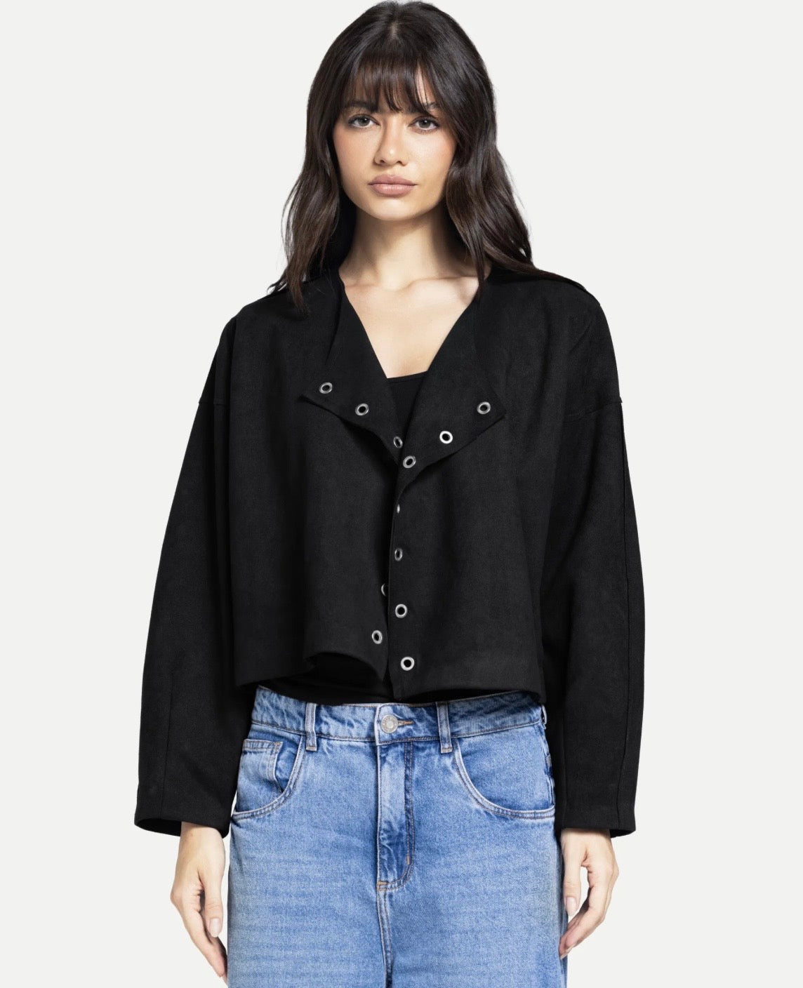 Emili suede cardigan in black