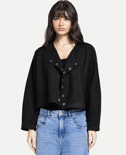 Emili suede cardigan in black