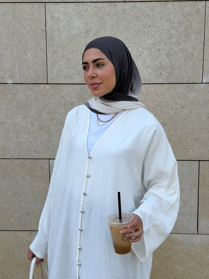 Pearl Button Long Tunic In White