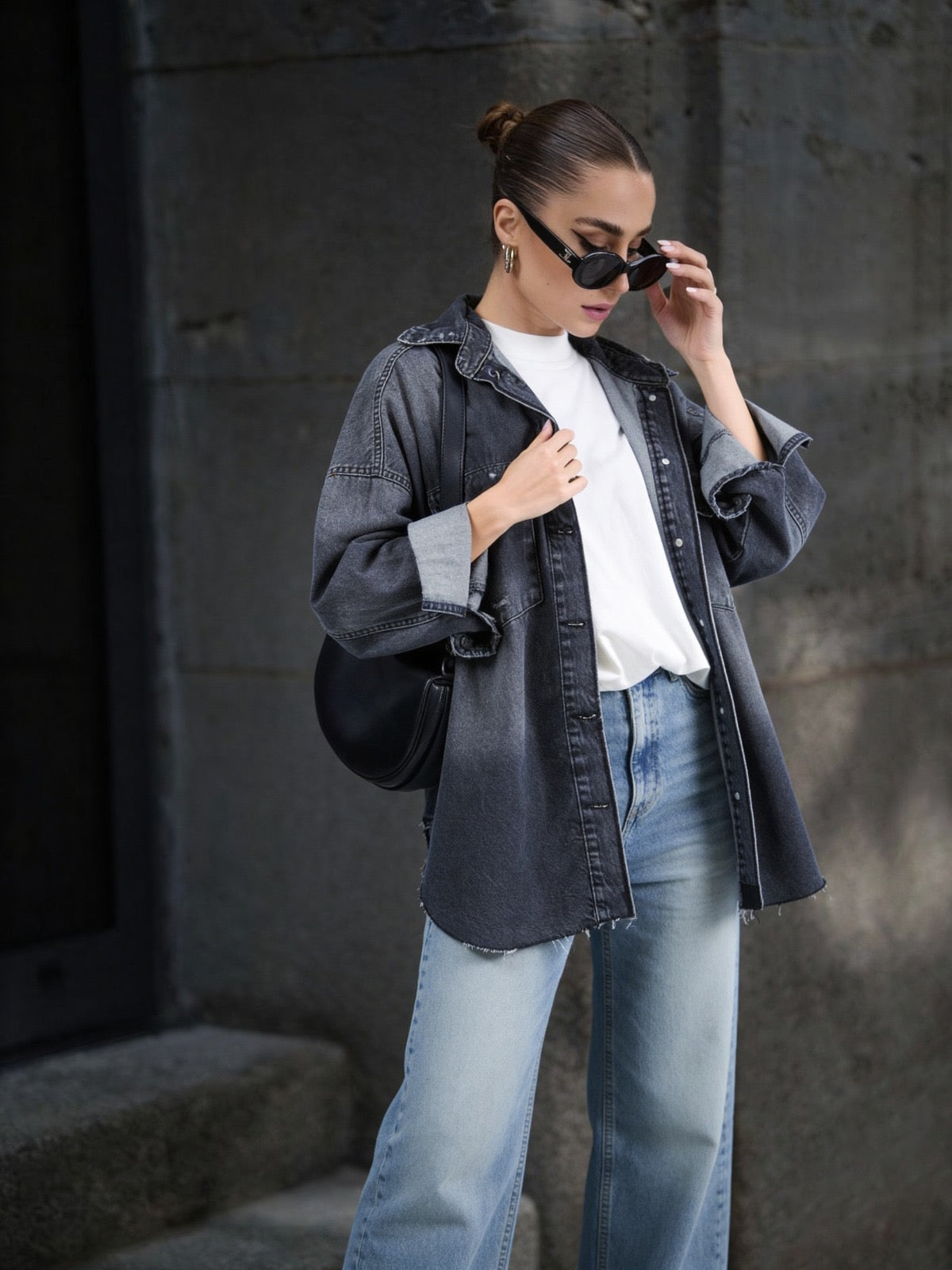 Dark Gray Denim Shirt
