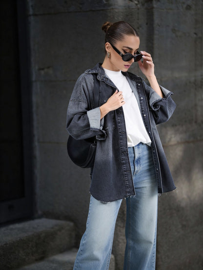Dark Gray Denim Shirt