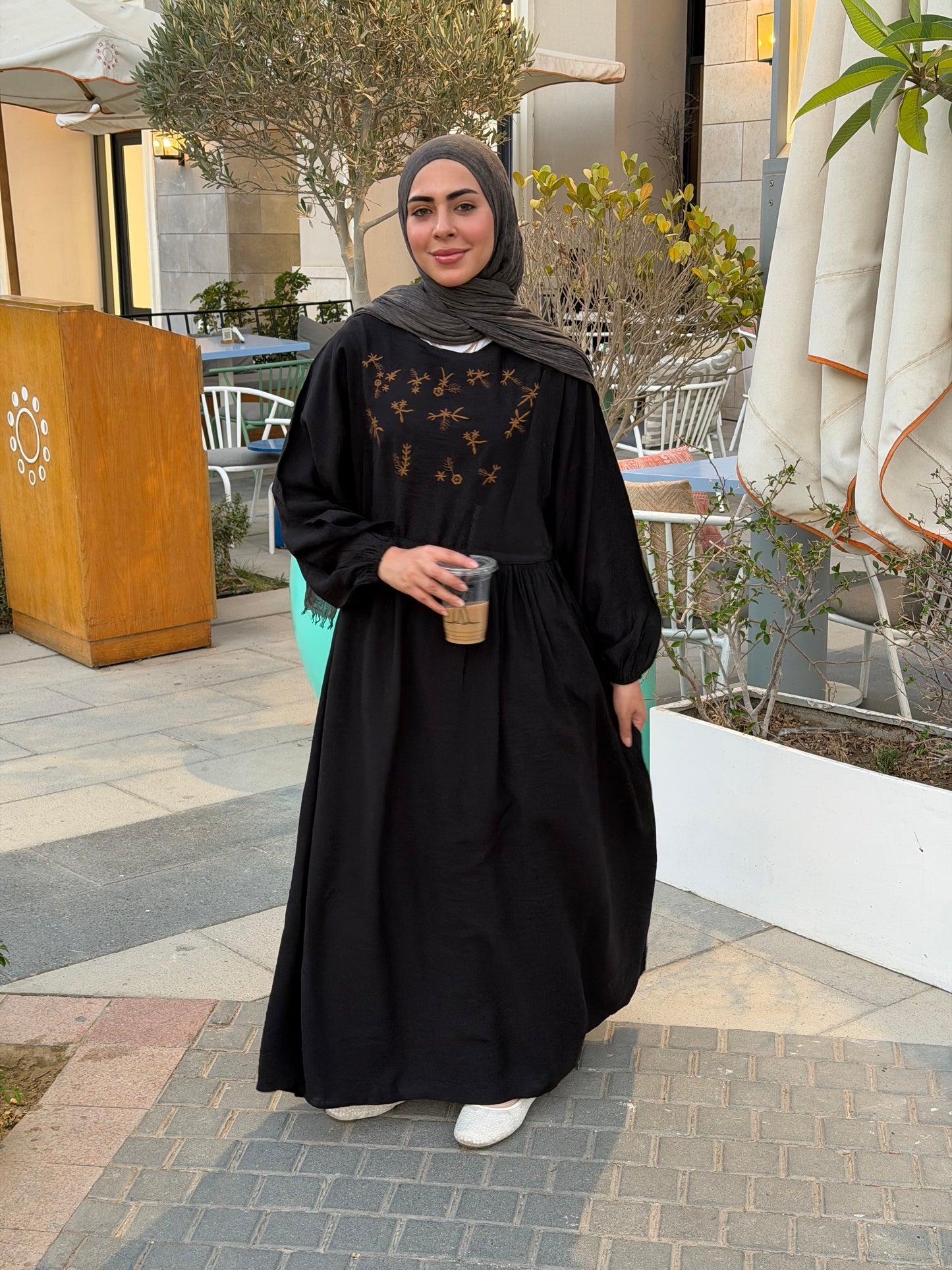 Elena Black Embroidered  Dress