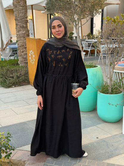 Elena Black Embroidered  Dress