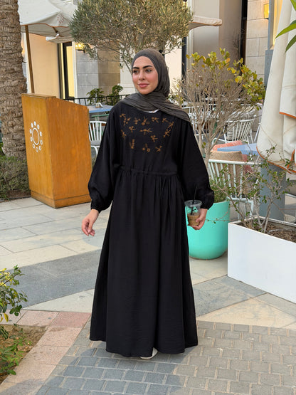 Elena Black Embroidered  Dress