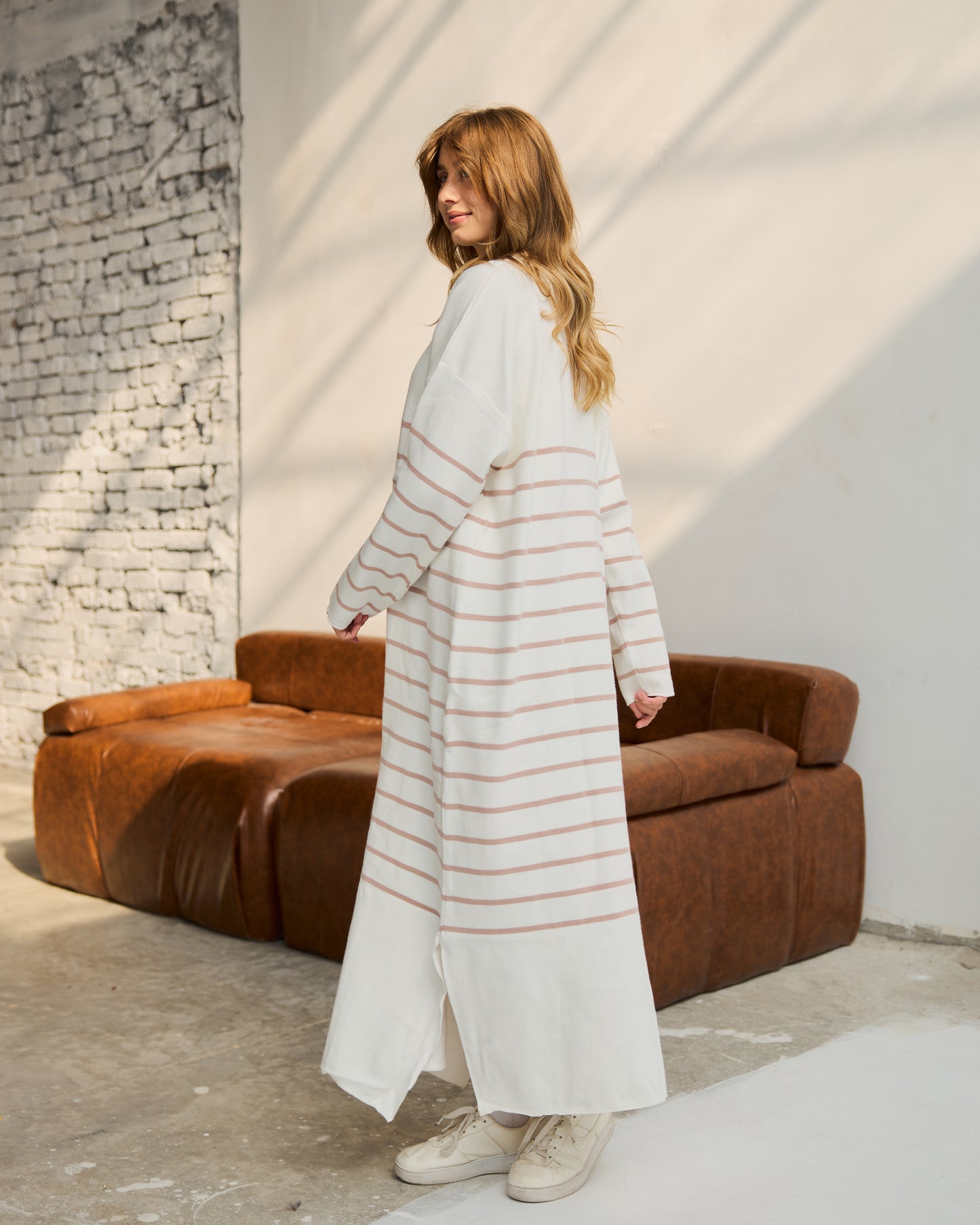 Oversized striped knitted dress