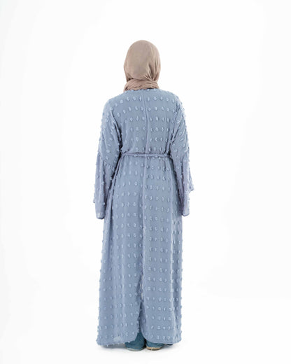Dusty Blue Chiffon Kaftan with Bobbles