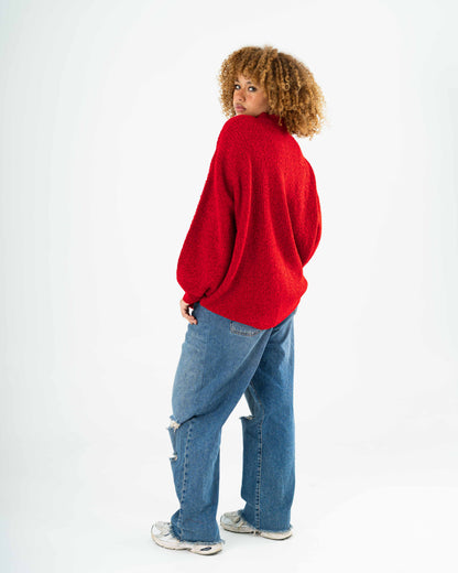 Oversized Chunky sweater in red