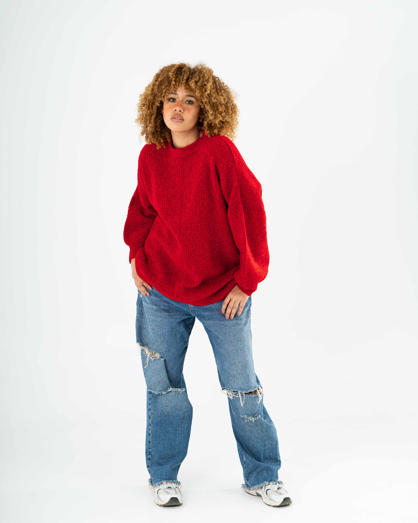 Oversized Chunky sweater in red