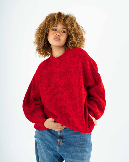 Oversized Chunky sweater in red