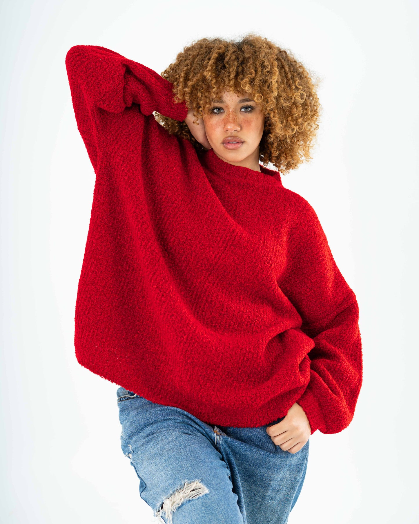 Oversized Chunky sweater in red