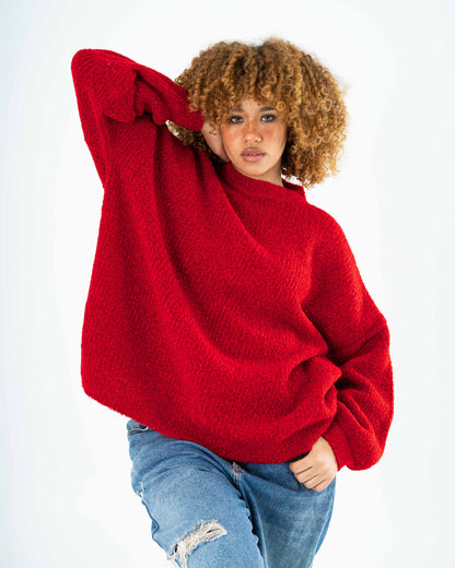 Oversized Chunky sweater in red