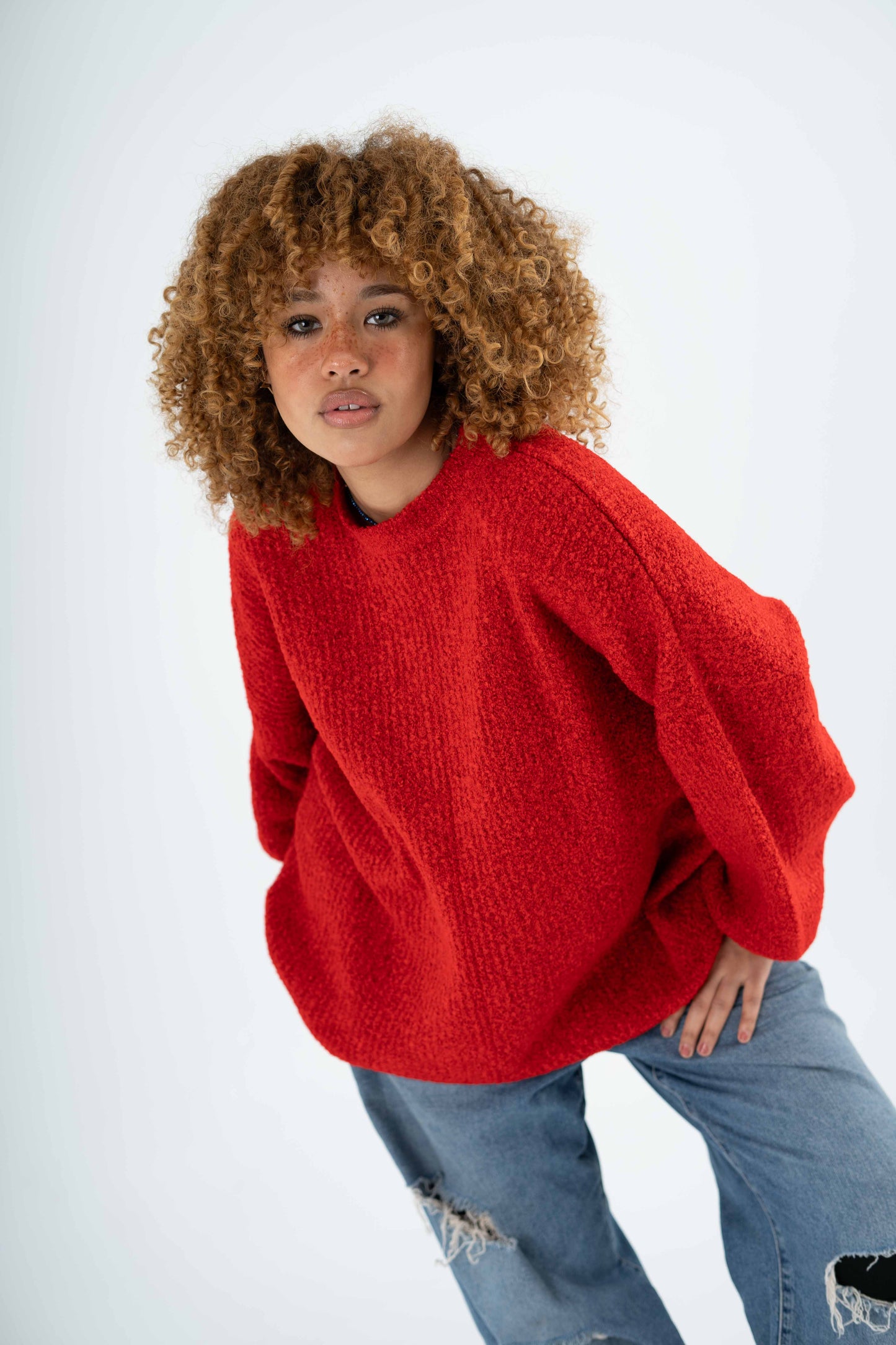 Oversized Chunky sweater in red