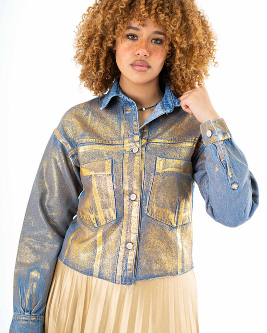Shimmering Denim jacket "BlueXGold"