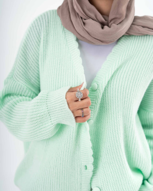 Oversized Button-Up Cardigan In Applegreen