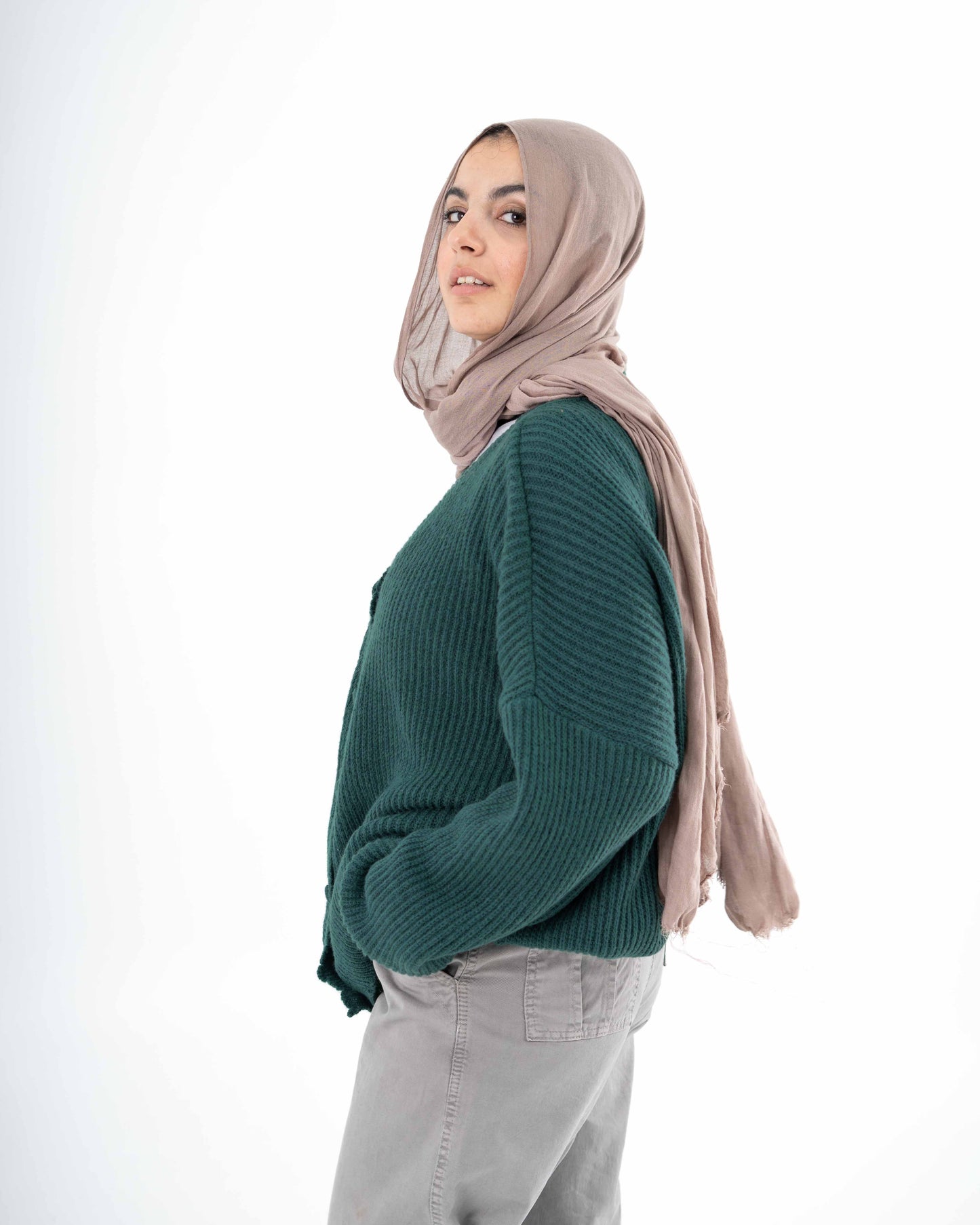 Oversized Button-Up Cardigan In Green