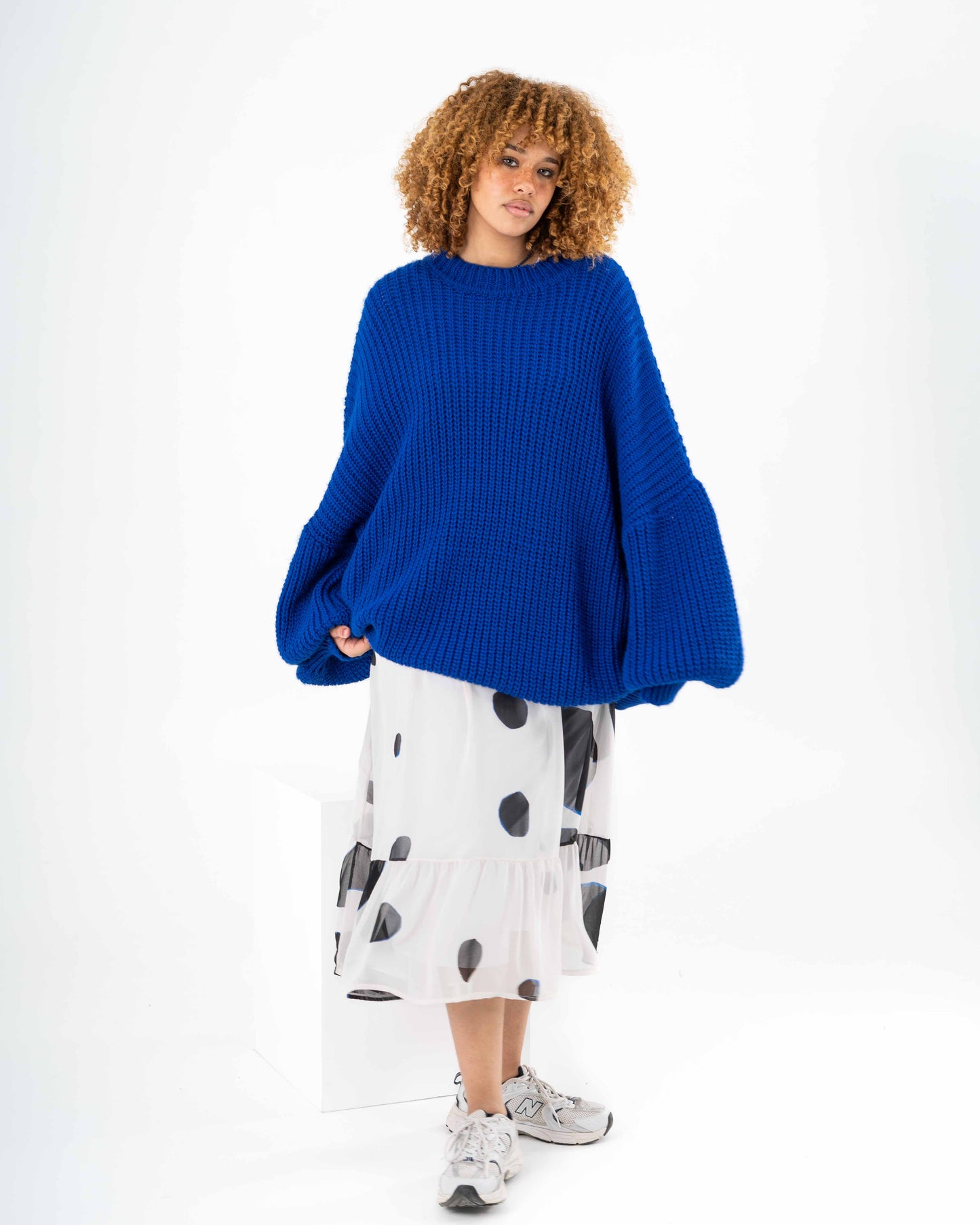 Extra Oversized Chunky Pullover In Royal Blue