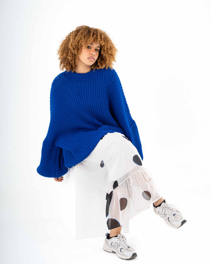 Extra Oversized Chunky Pullover In Royal Blue