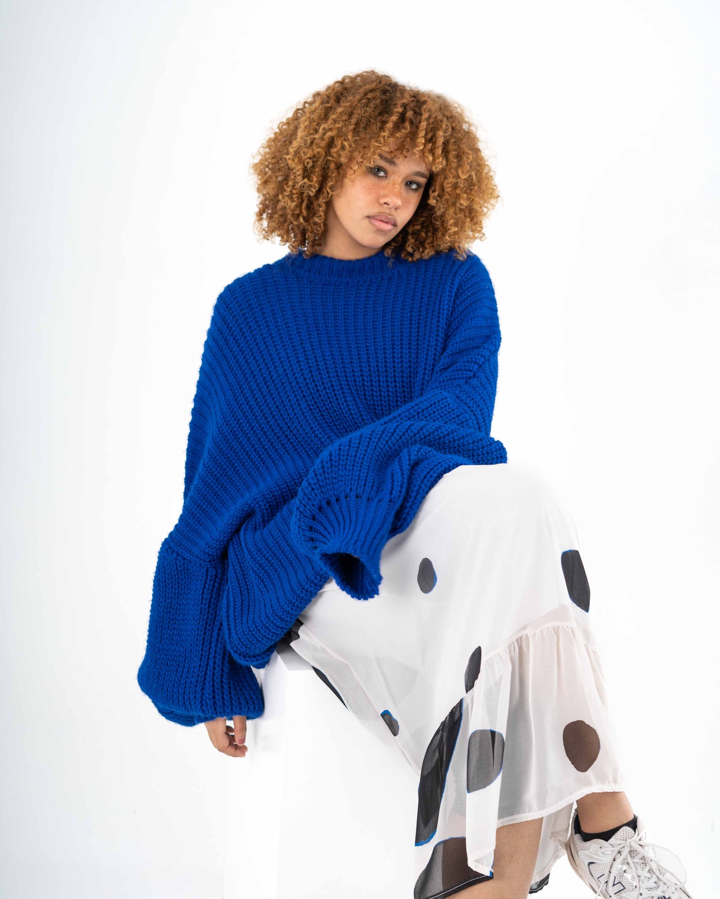 Extra Oversized Chunky Pullover In Royal Blue