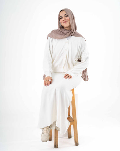 Cozy Knit Set In Offwhite