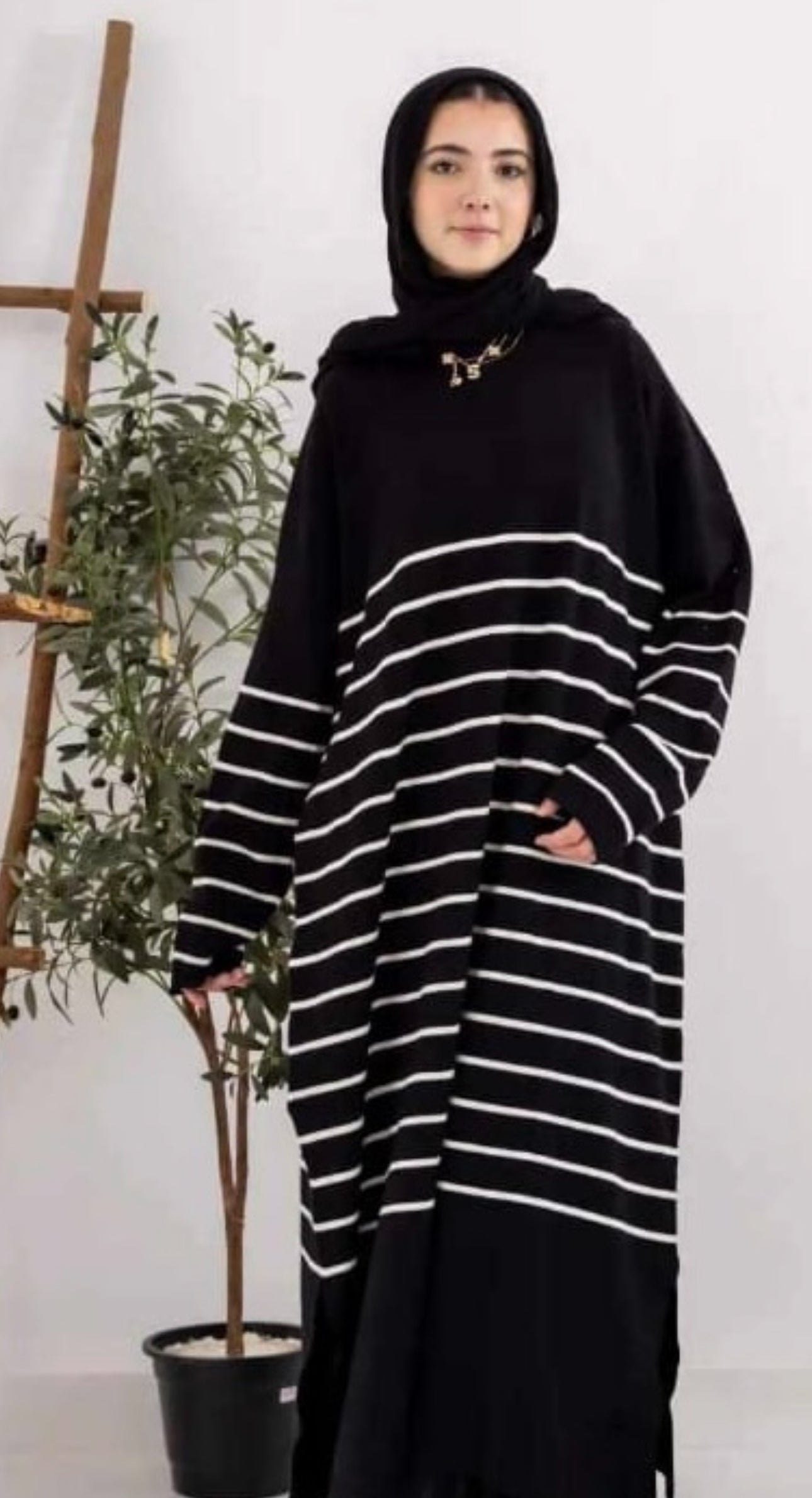 Stripped Dress in black