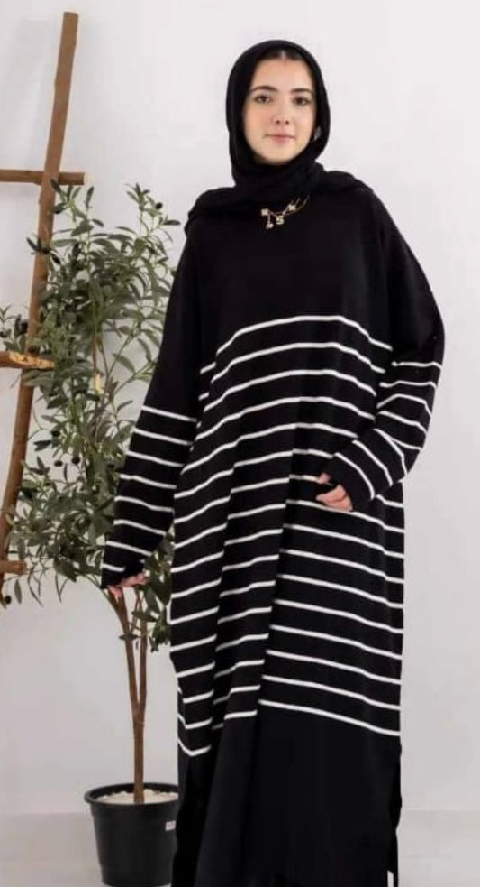 Stripped Dress in black