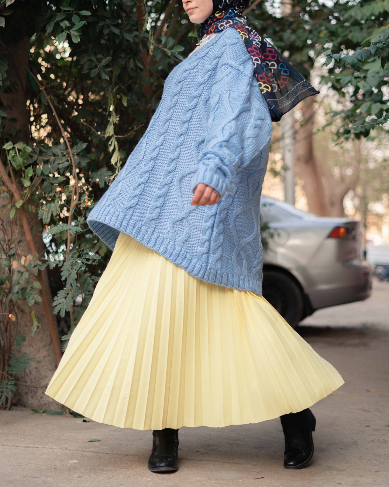 Pleated skirt  in yellow