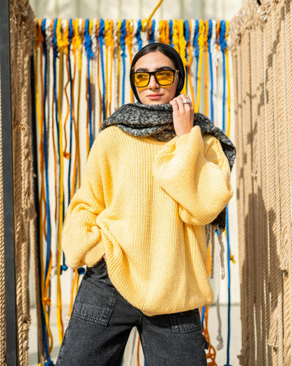 Oversized Chunky Pullover in yellow