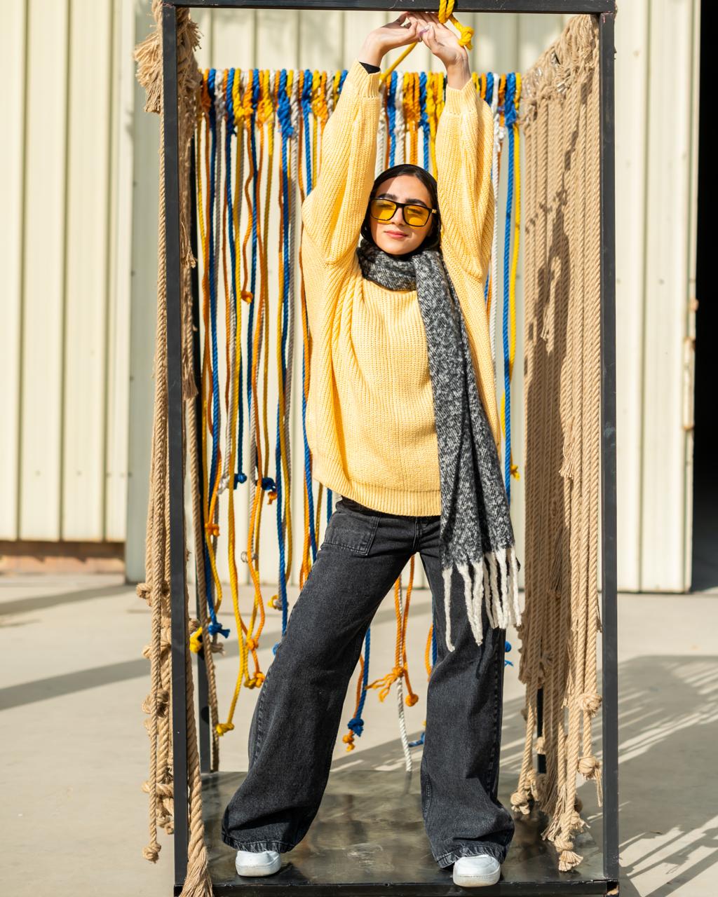 Oversized Chunky Pullover in yellow
