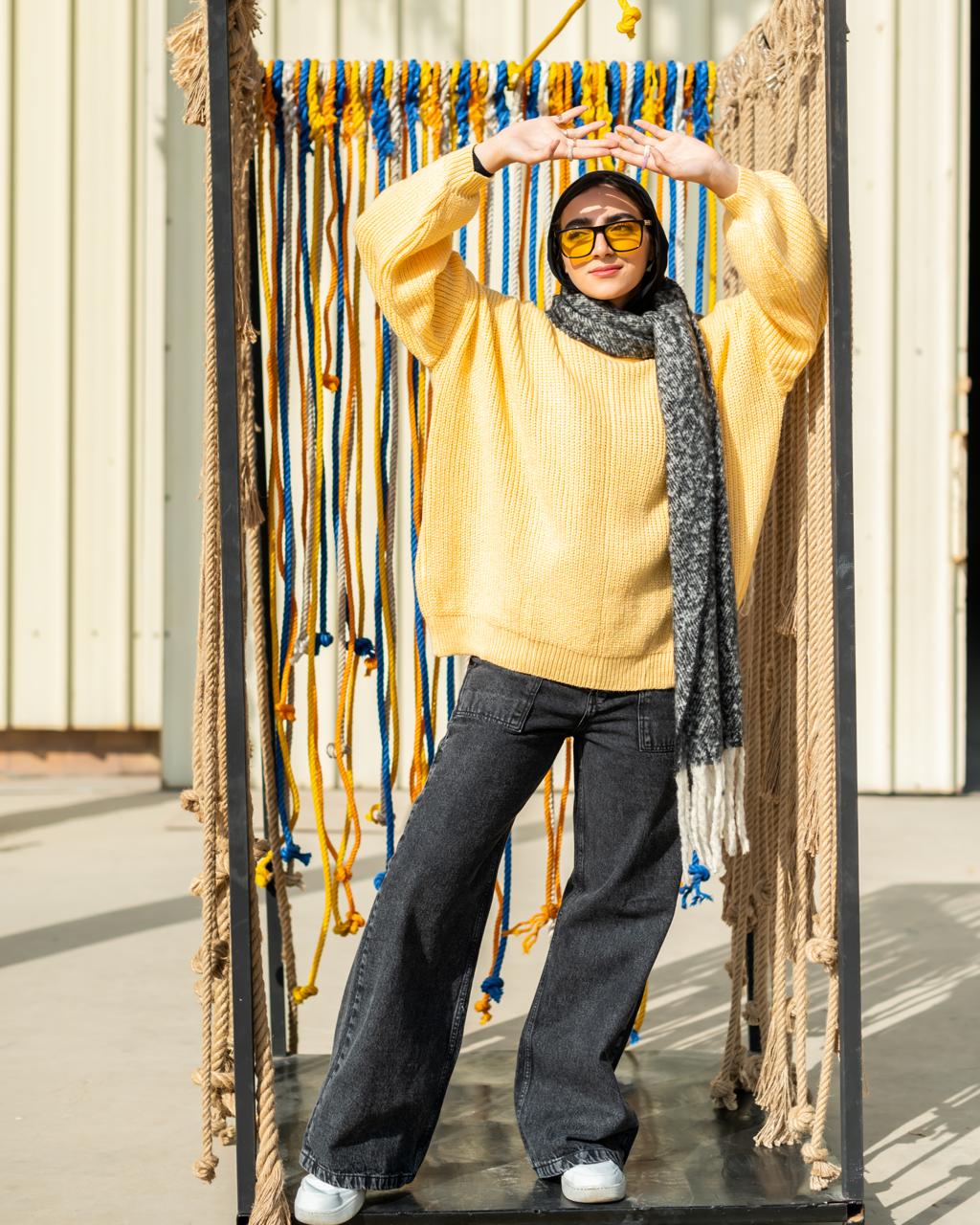 Oversized Chunky Pullover in yellow