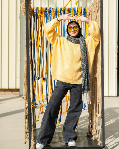 Oversized Chunky Pullover in yellow