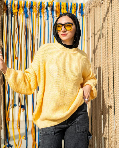 Oversized Chunky Pullover in yellow
