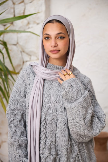 Oversized Cable-knit Sweater in Grey