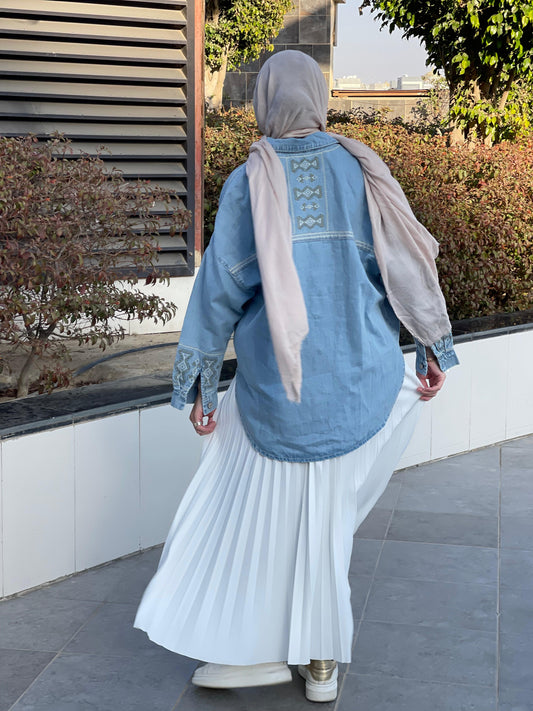 Plated skirt  in white