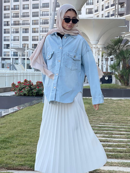 Plated skirt  in white