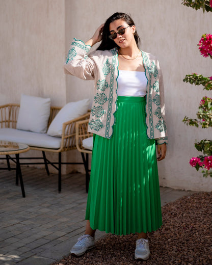 Plated skirt in green