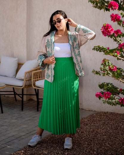Plated skirt in green