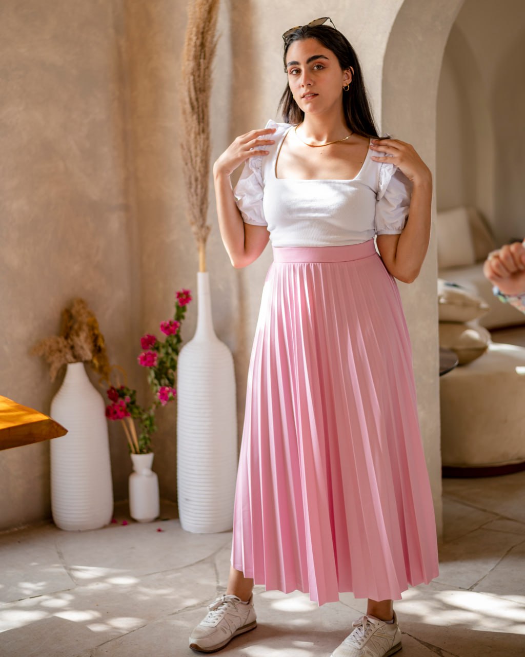 Pleated skirt in  pink