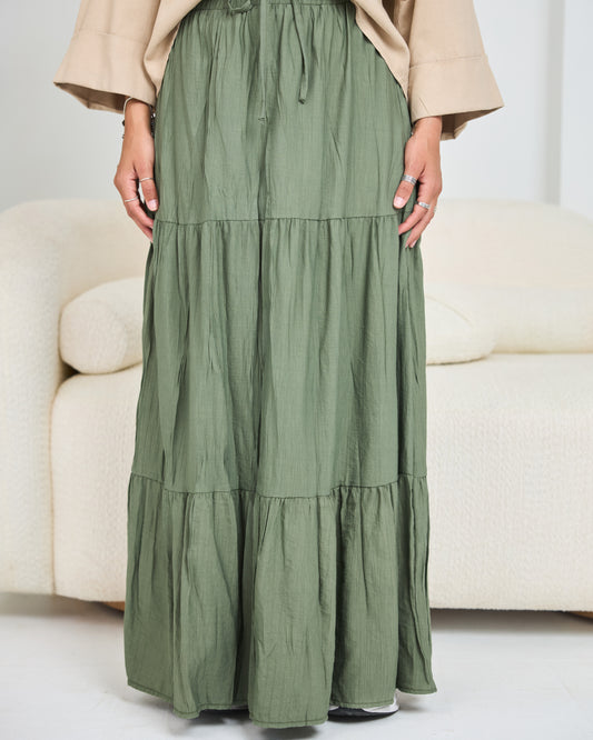 Linen skirt in olive