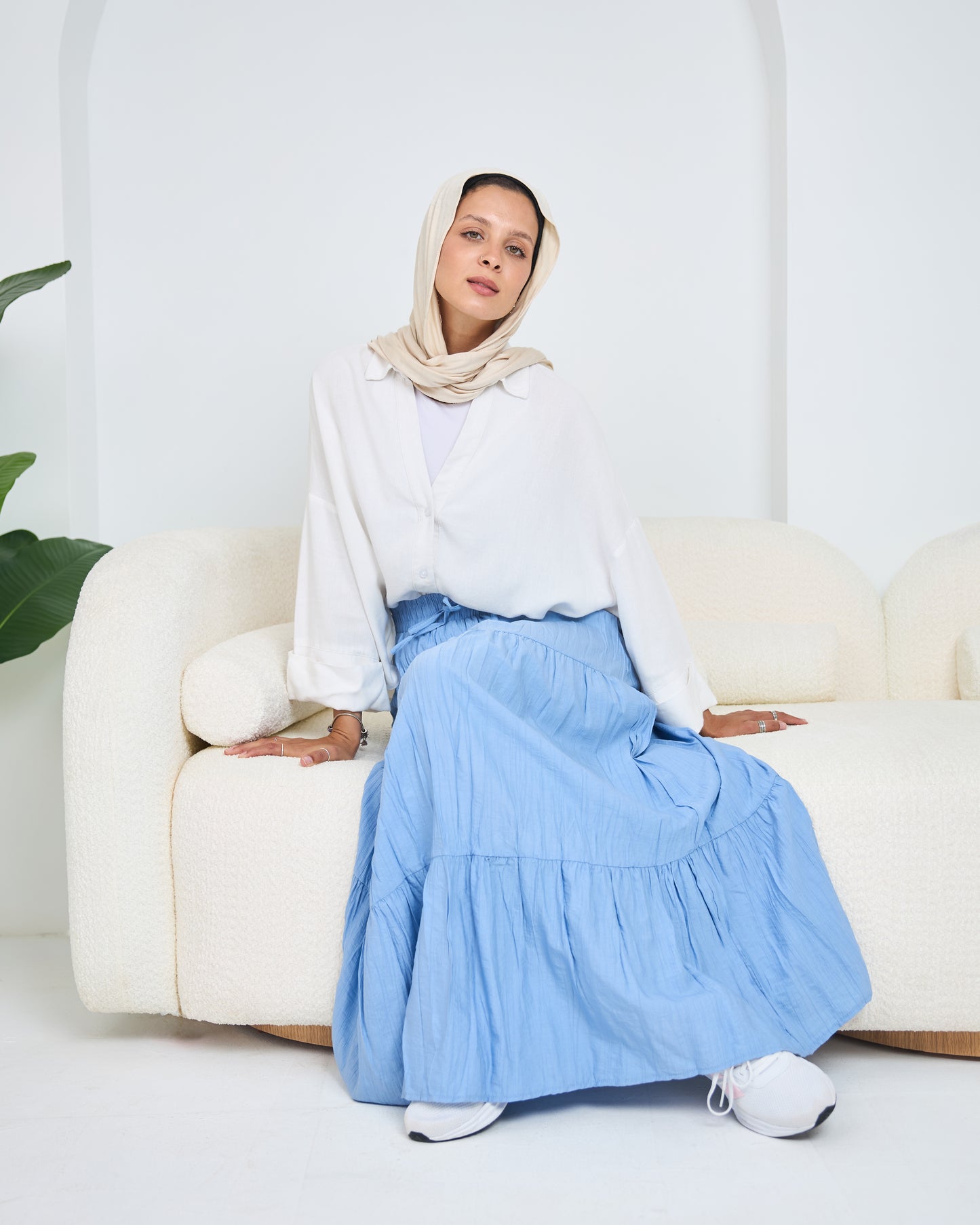 Linen skirt in Baby-blue