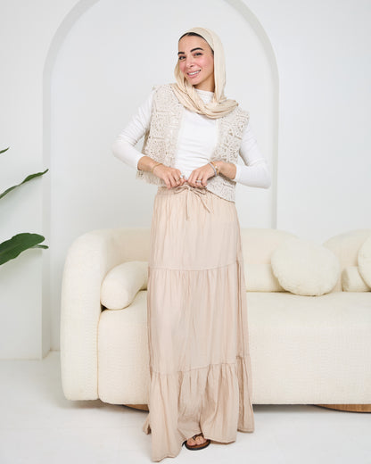 Linen Skirt in Beige