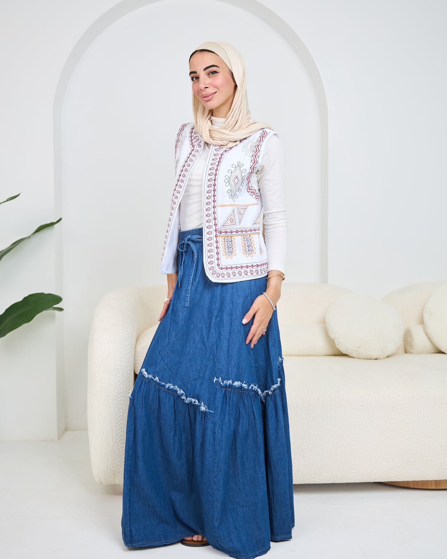 Tiered Denim Skirt