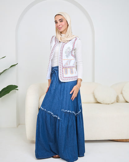 Tiered Denim Skirt