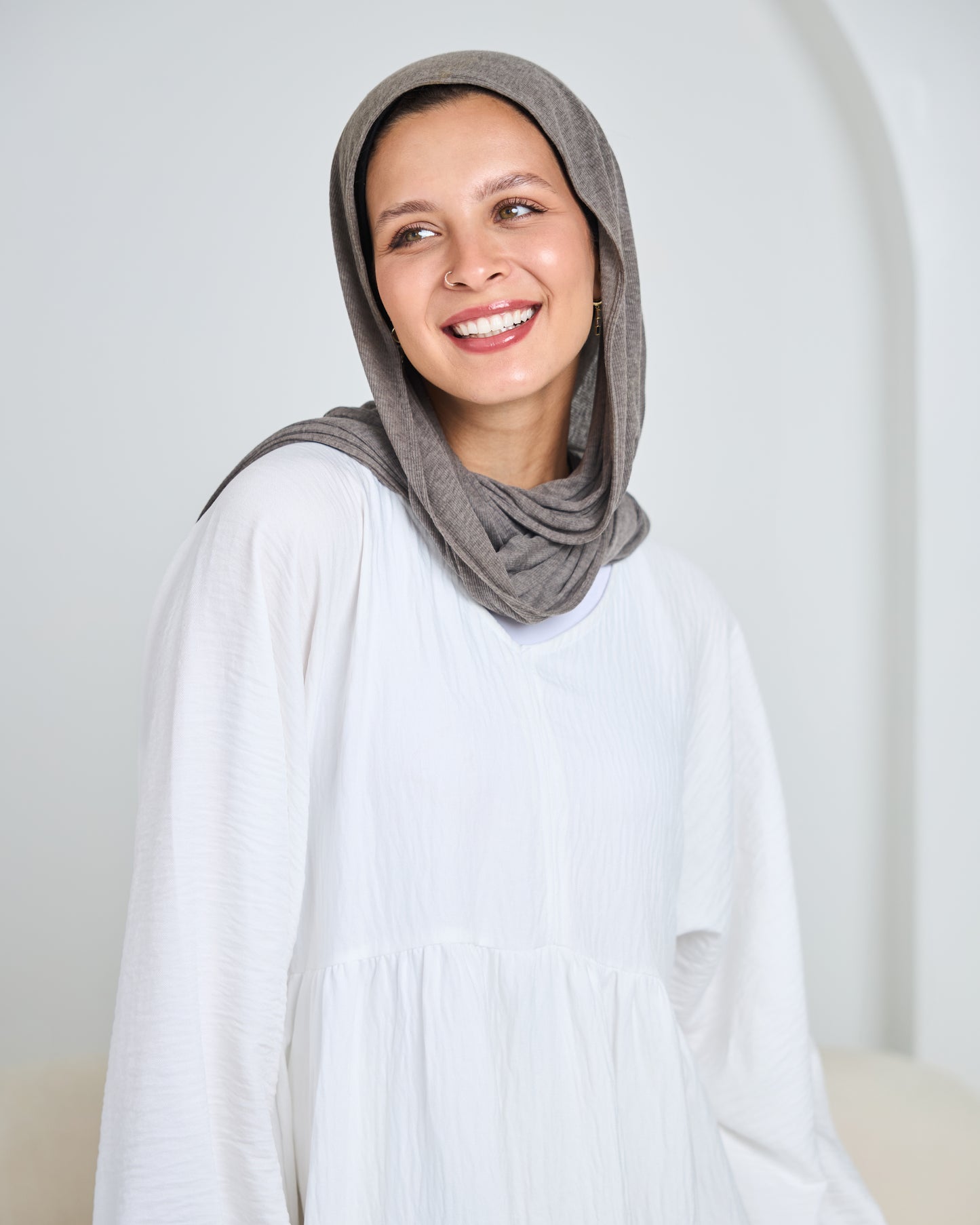 Linen Tiered Dress in white